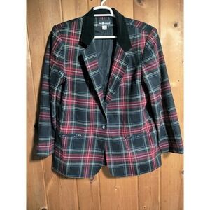 Sag Harbor Vintage 1980's Tartan Plaid blazer jacket size 18 wool blend